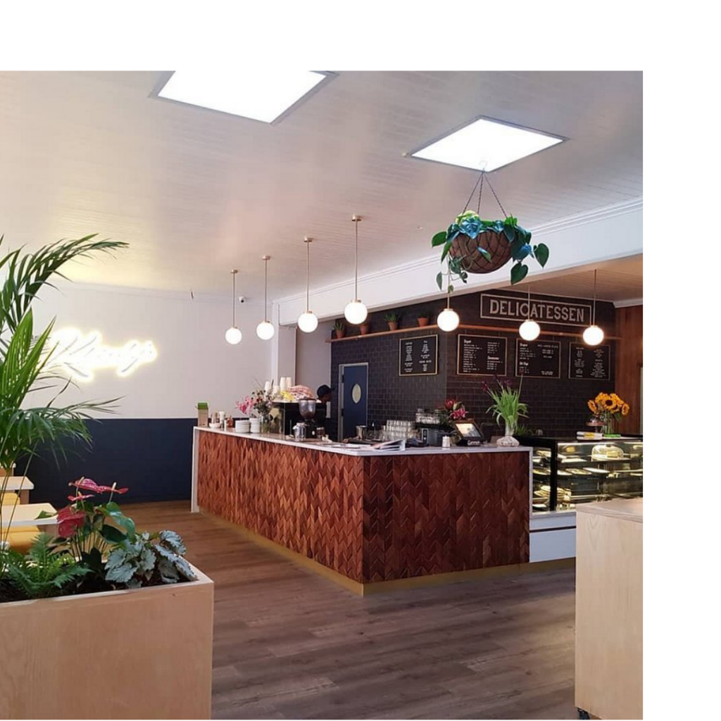 Enjoy bagels, artisanal sandwiches, and brunch at Kleinsky’s Delicatessen near THREE43 ON B.